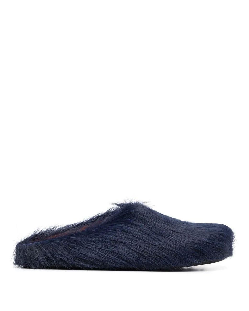 Marni Blue Fussbett Calf-Hair Sabot Slippers for men