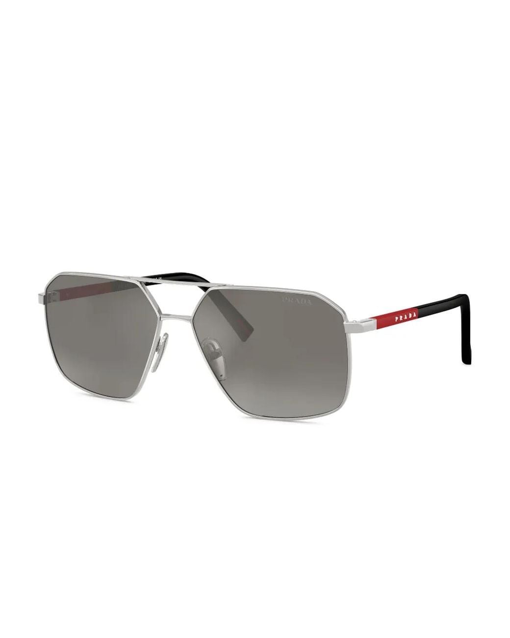 Prada Gray Geometric-Frame Sunglasses for men