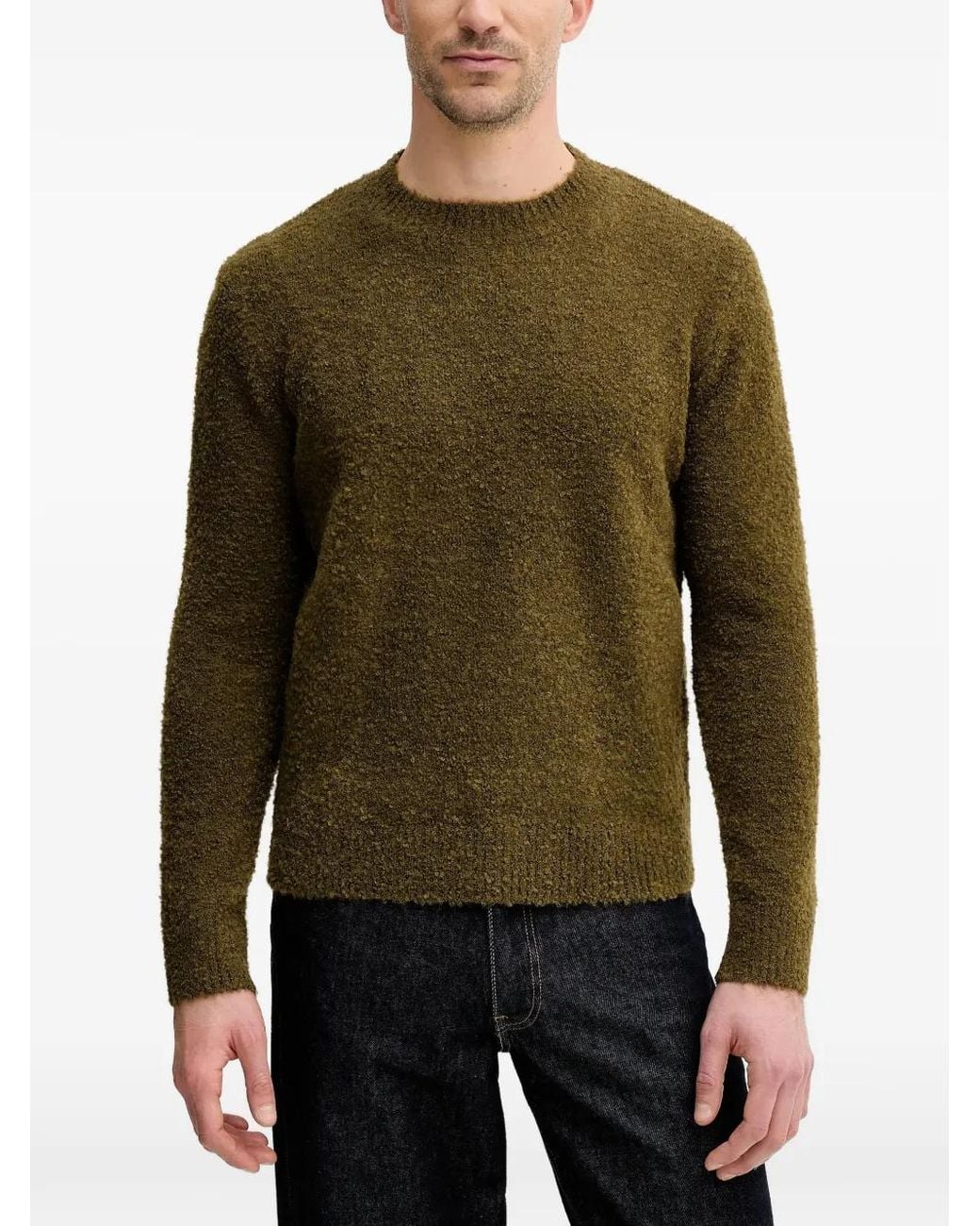 Sisley Green Textured Long-Sleeve Sweater for men
