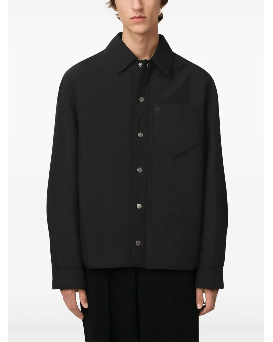 AMI Black Boxy Jacket With Classic Collar for men
