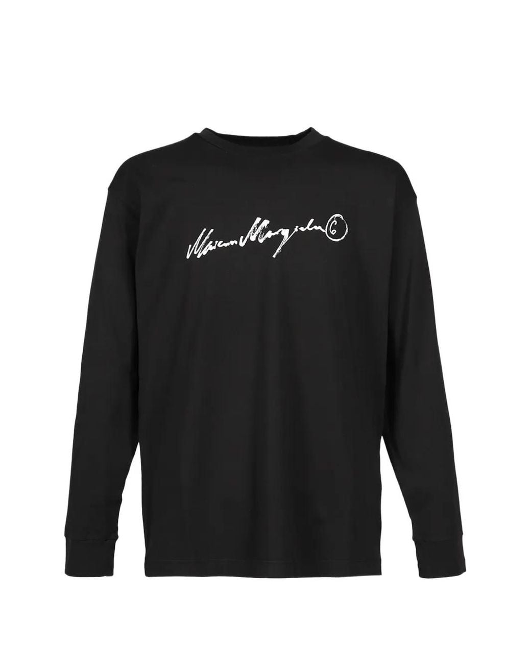 MM6 by Maison Margiela Black Logo-Print Long-Sleeve T-Shirt for men