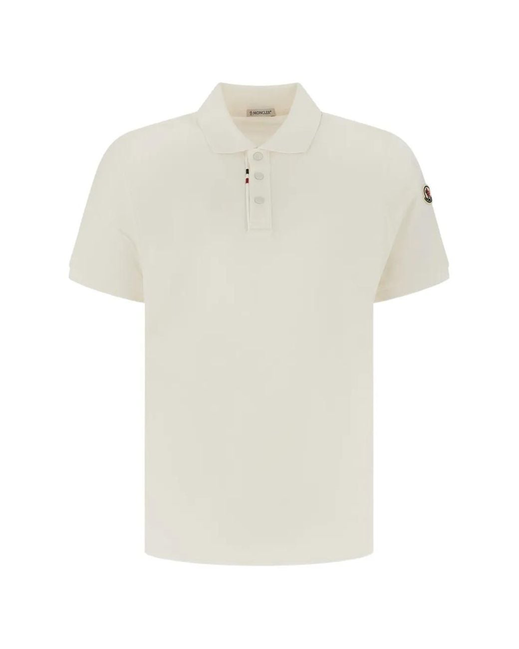 Moncler White Logo-Patch Polo Shirt for men