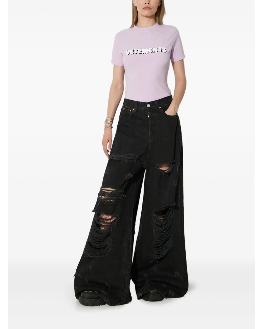 Vetements Black Big Shape Distressed Jeans