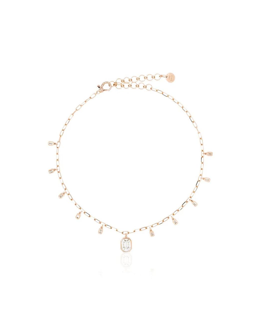 SHAY White 18Ct Rose And Diamond Drop Necklace