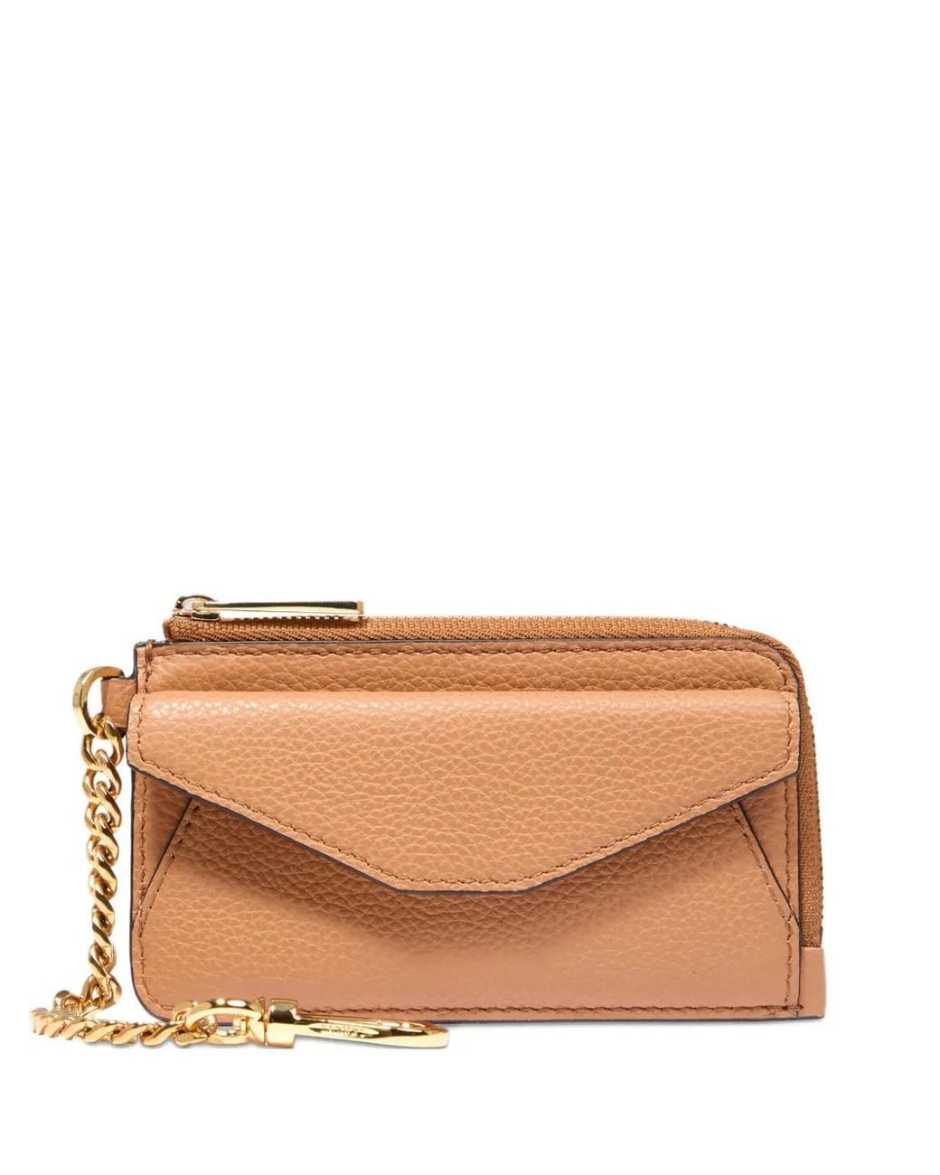 Lancel Brown Enveloppe Chain-Detailed Zip Card Holder