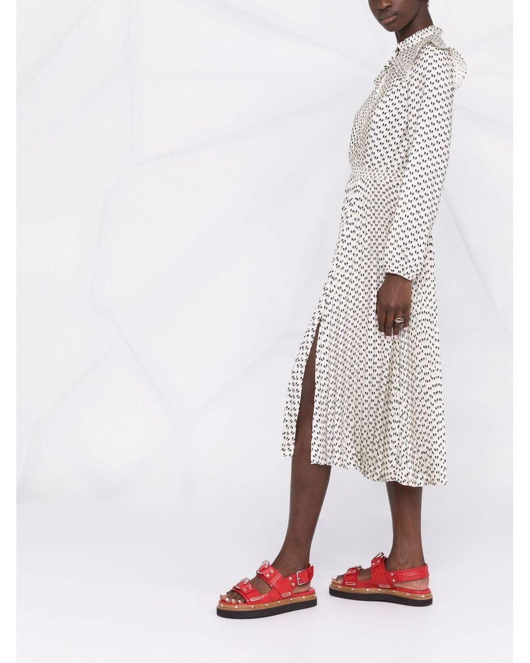 Maje All-over Bow Print Dress in White 
