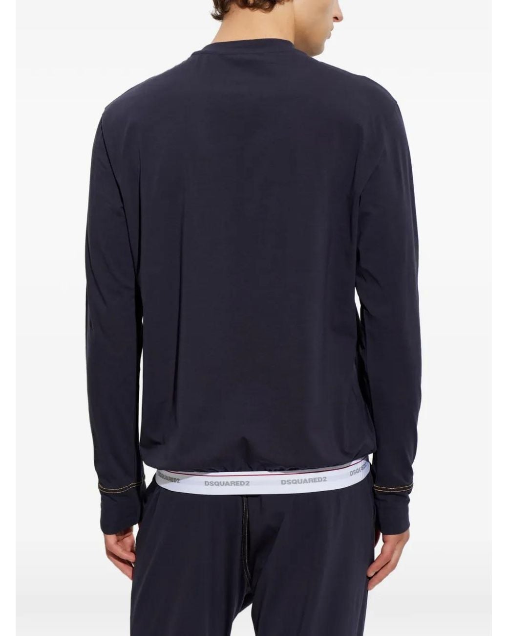 DSquared² Blue T-Shirt Manches Longues À Taille À Logo for men