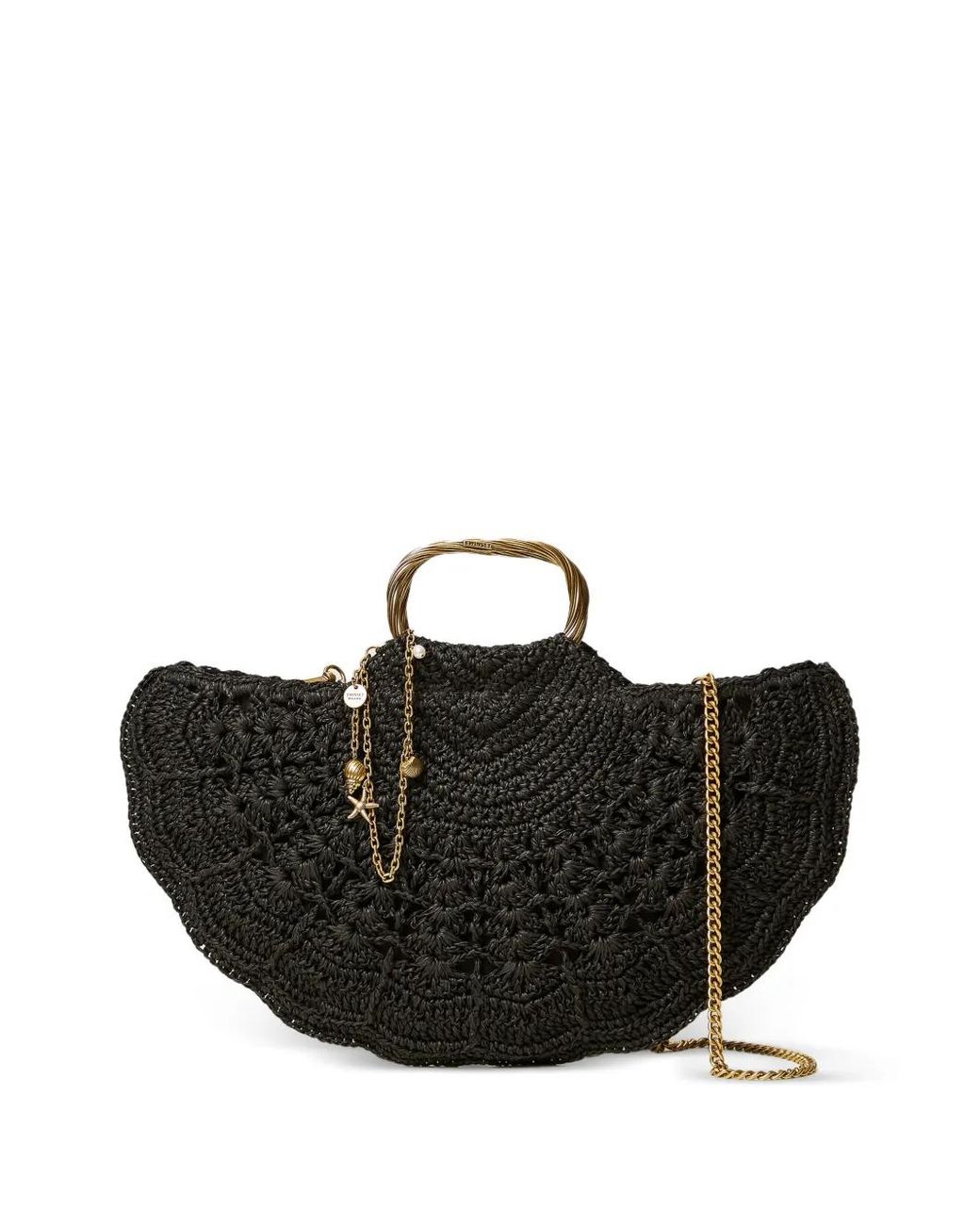 Twinset Black Crochet Raffia Shoulder Bag