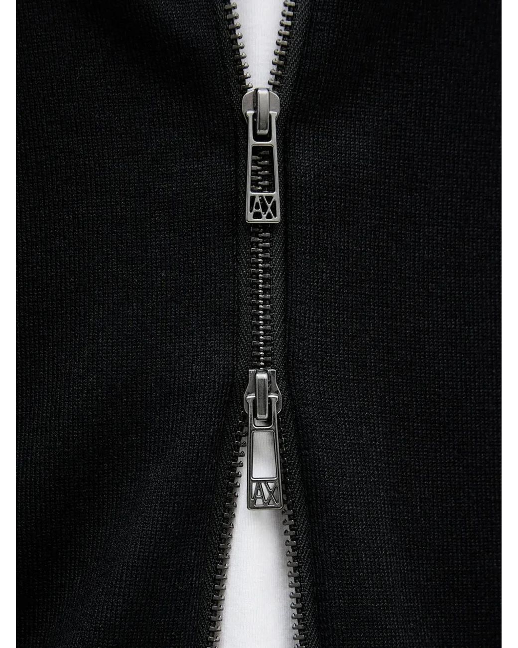 ARMANI EXCHANGE Black Zip-Fastening Cardigan for men