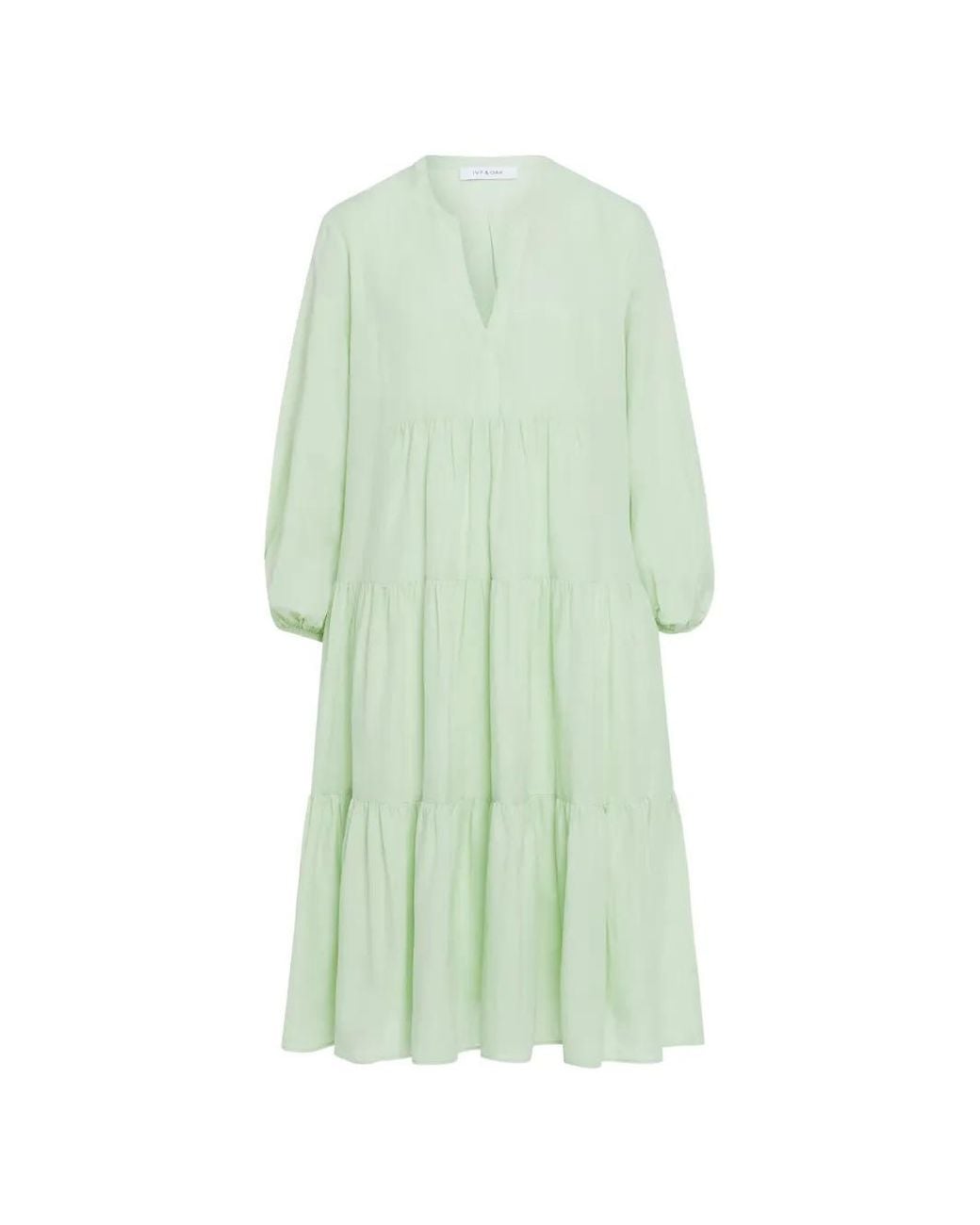IVY & OAK Green Tiered V-Neck Dress