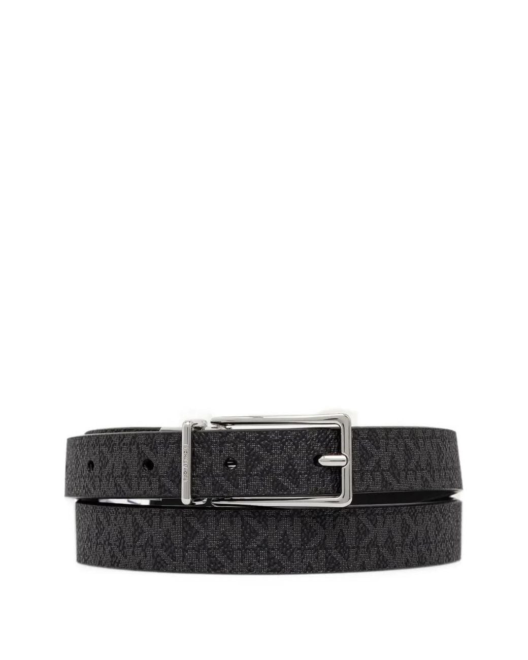 MICHAEL Michael Kors Black Monogram-Pattern Reversible Belt