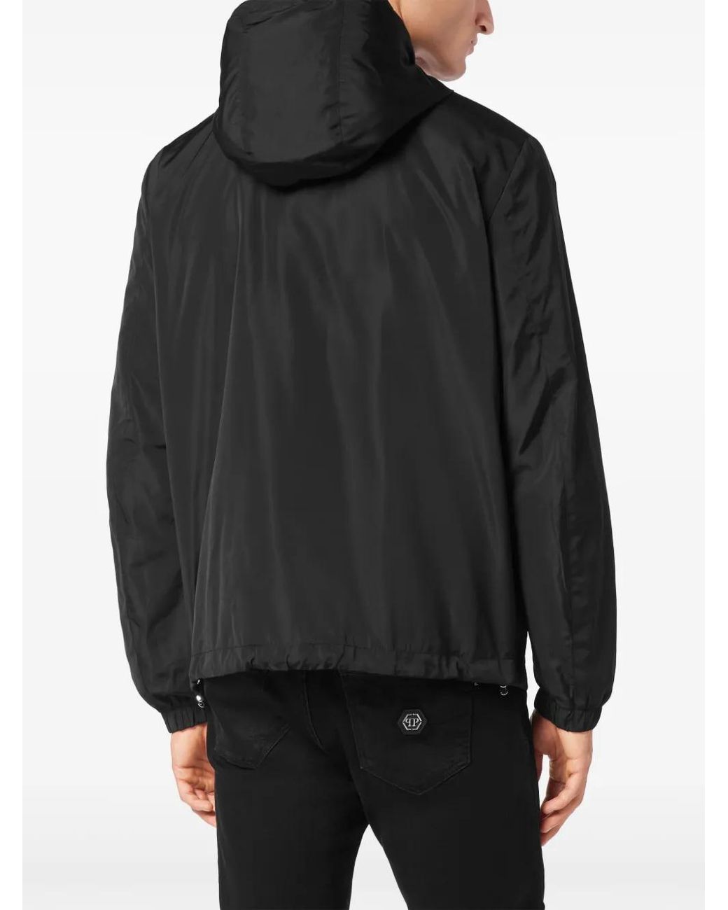 Philipp Plein Black Hexagon Windbreaker Jacket for men