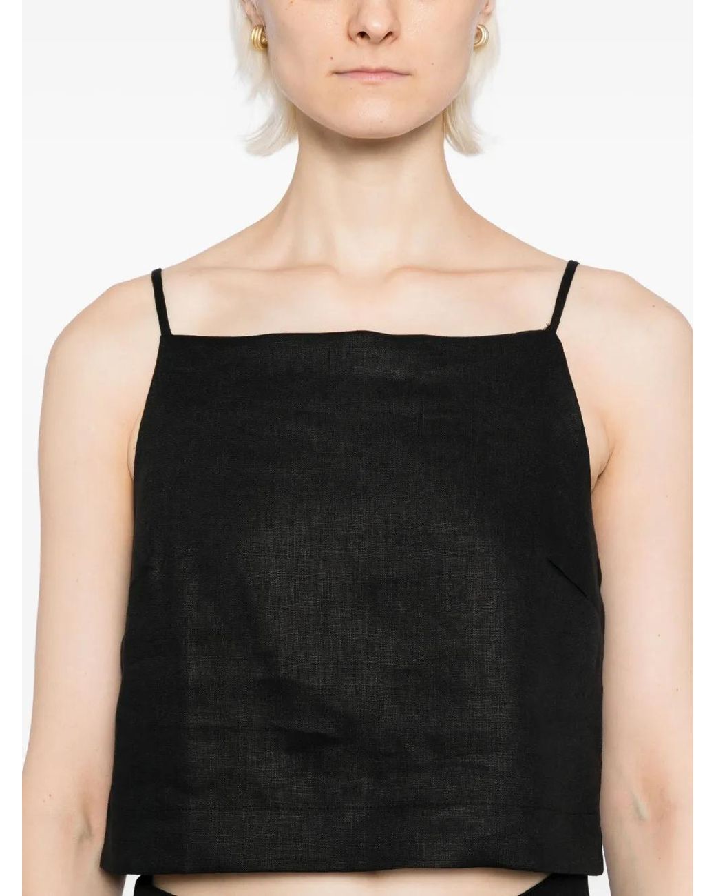 Reformation Black Kerri Linen Top