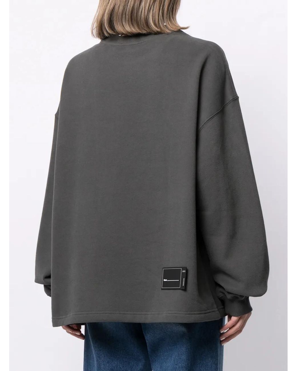 we11done Gray Oversized Logo Print Sweatshirt