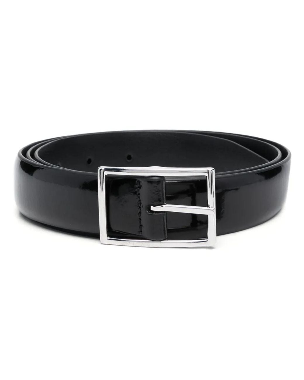 Dell'Oglio Black Rectangle-Buckle Patent-Leather Belt for men