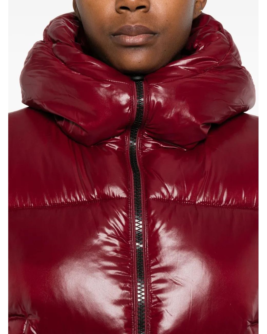 Save The Duck Red Hooded Quilted Jacket