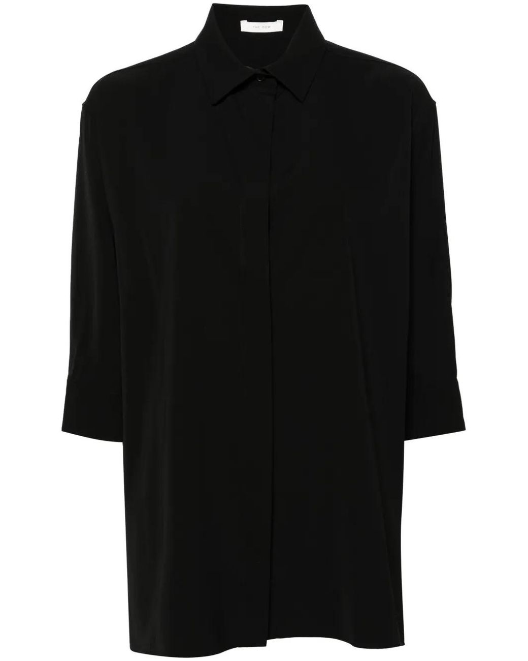 The Row Black Elada Classic-Collar Shirt