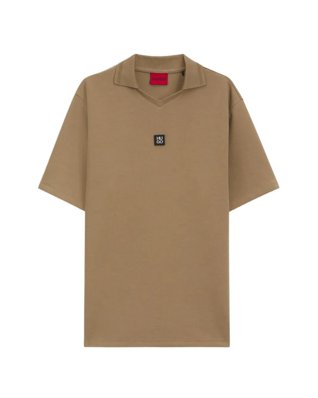 HUGO Gray Structured Cotton-Blend Polo Shirt With Johnny Collar for men