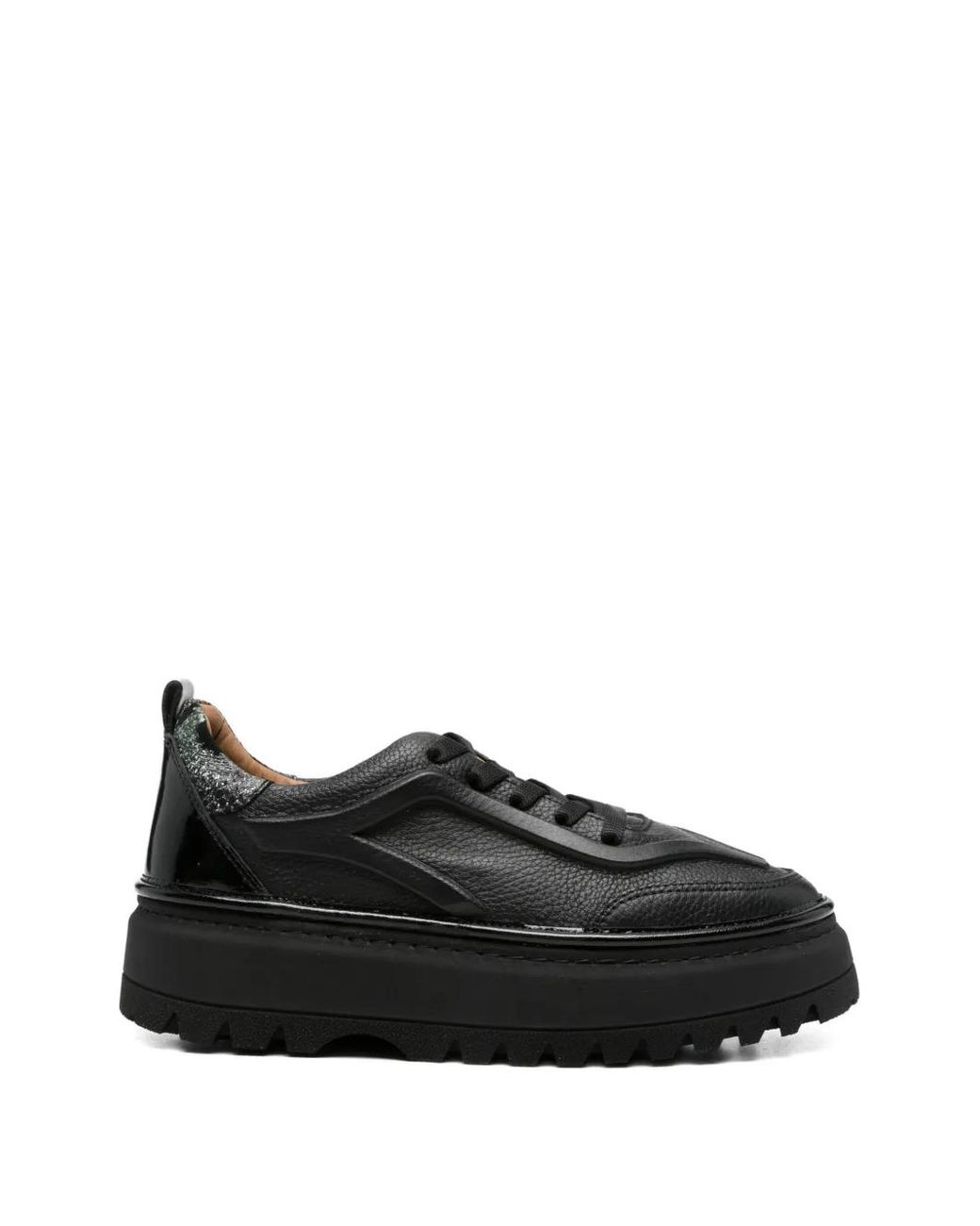 SERGIO MORETTI FIRENZE Black Pebbled Platform Sneakers