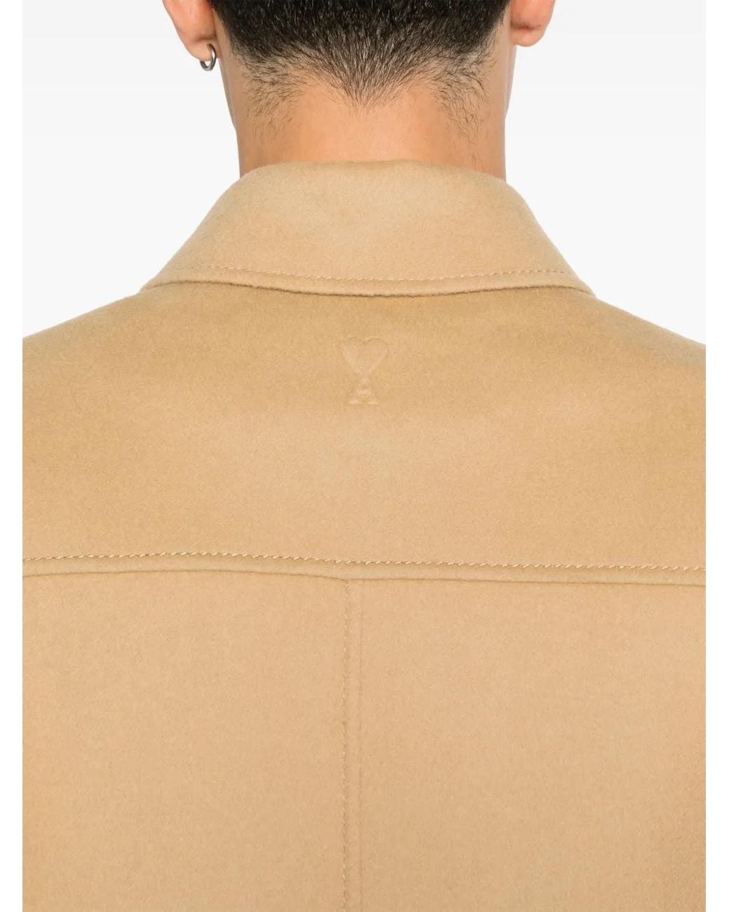 AMI Natural Brushed Virgin Wool-Cashmere Shirt Jacket for men