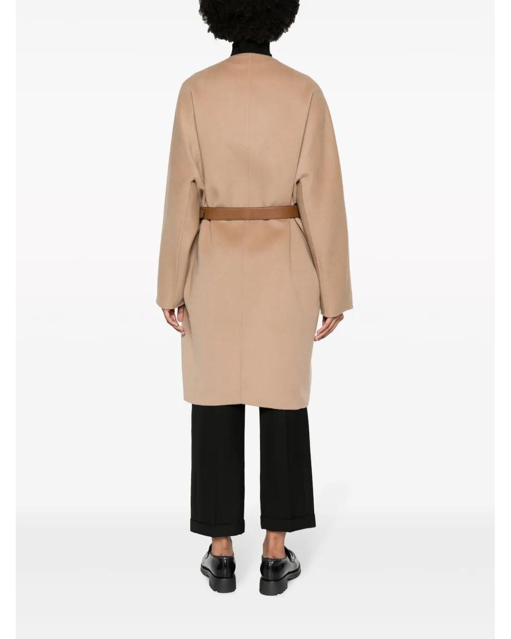 Prada Natural Single-Breasted Belted Coat