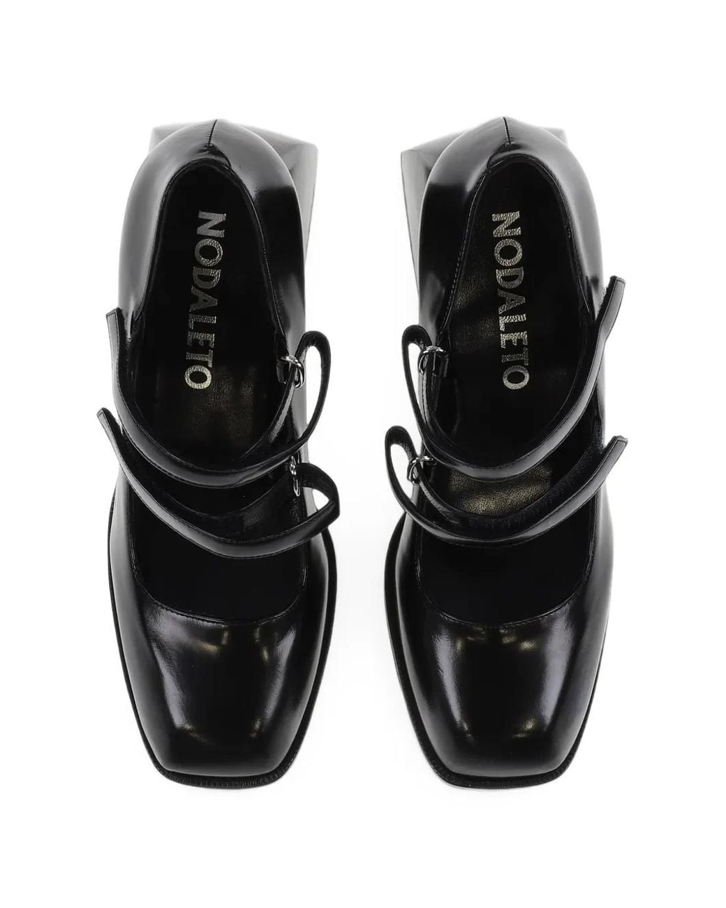 NODALETO Black Bulla Babies Touch-Strap Leather Heeled Lace-Up Shoes