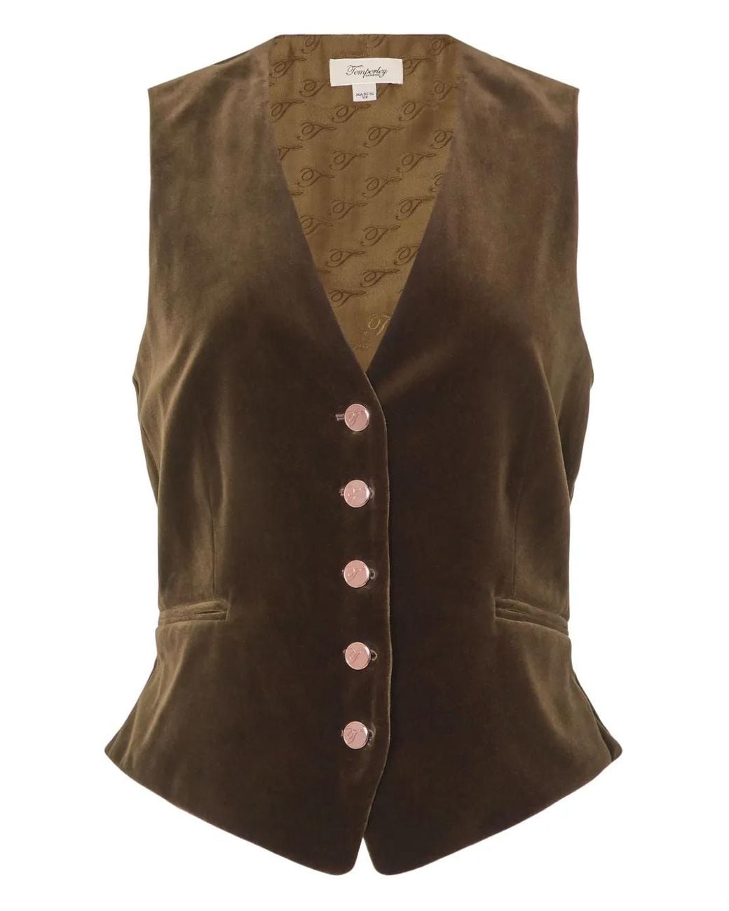 Temperley London Brown Velvet Button Waistcoat