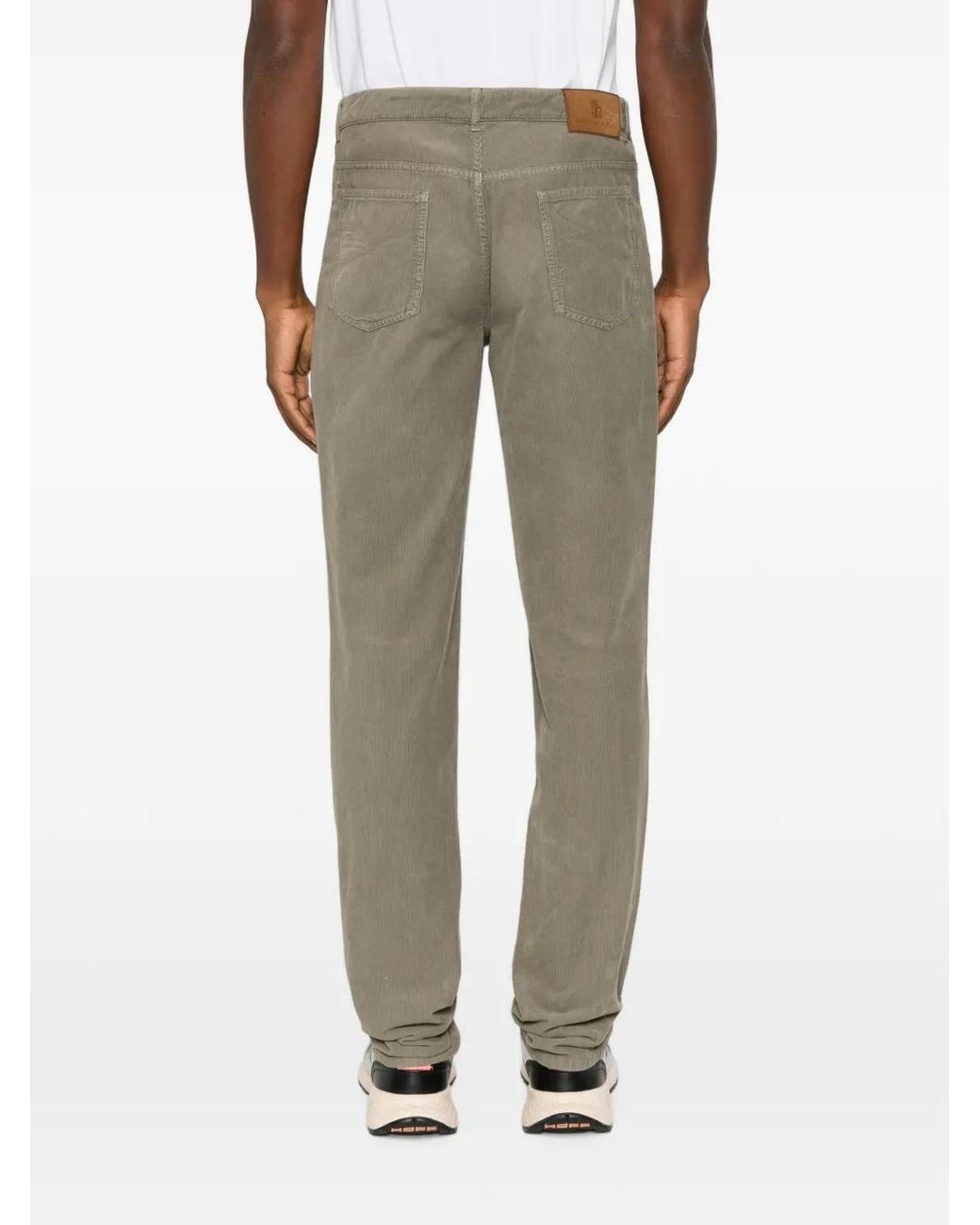 Brunello Cucinelli Gray Garment-Dyed Five-Pocket Italian Fit Trousers for men