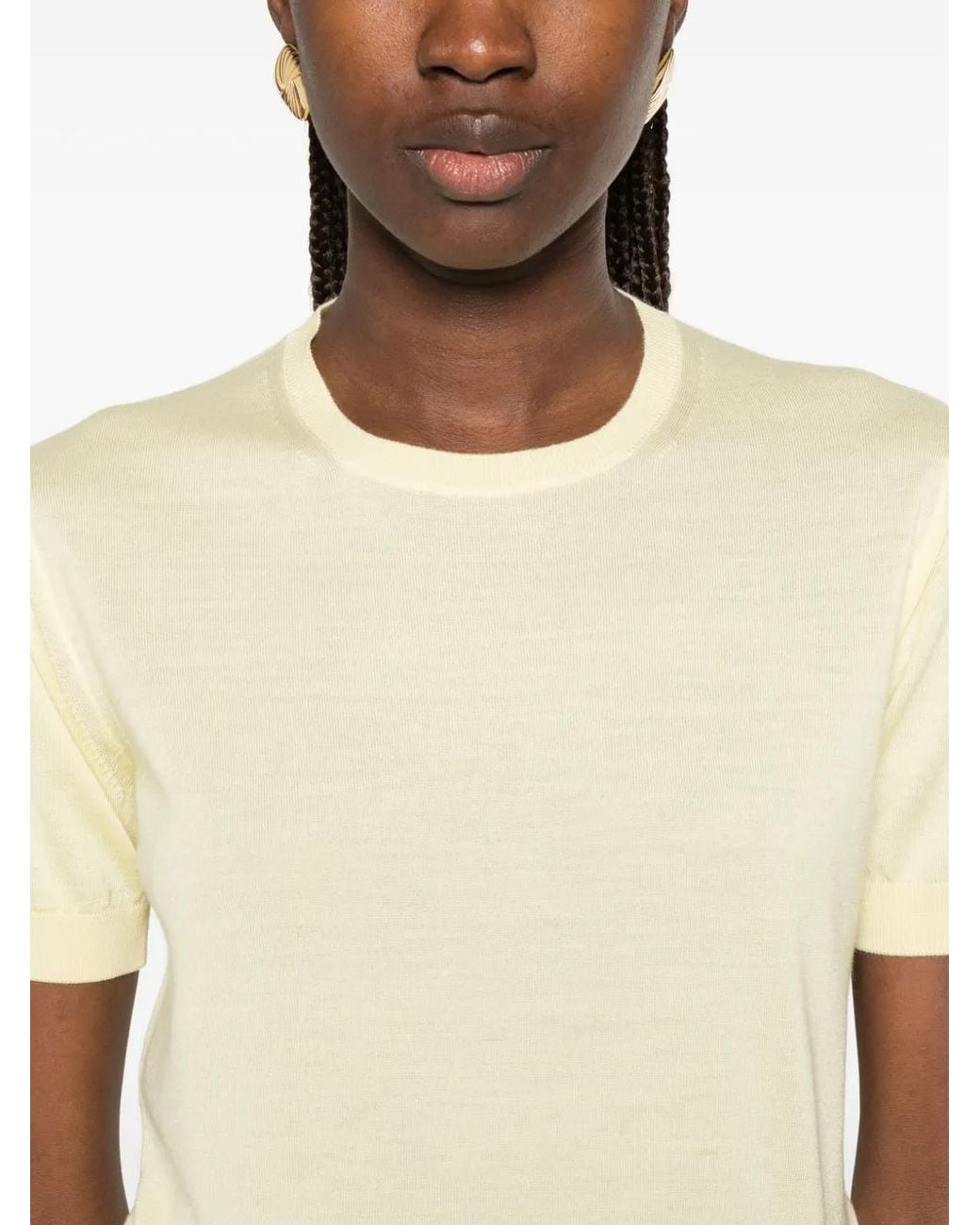 Saint Laurent Natural Short-Sleeve Sweater