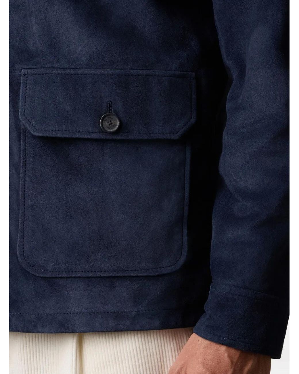 Brooks Brothers Blue Button-Fastening Suede Overshirt Jacket for men
