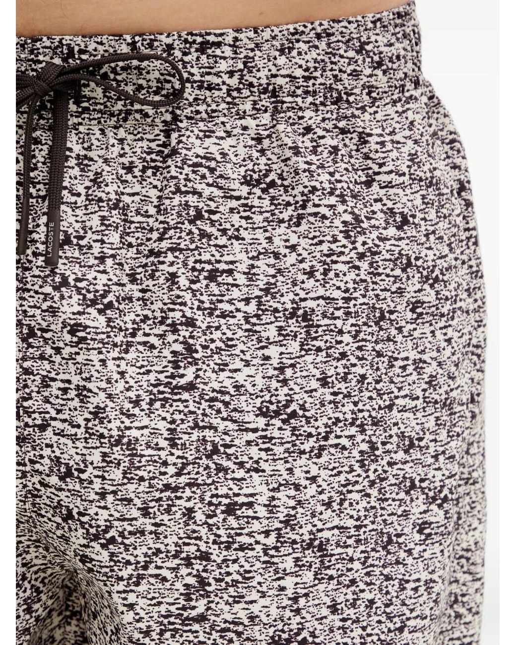 Lacoste Gray Abstract-Print Swim Shorts for men