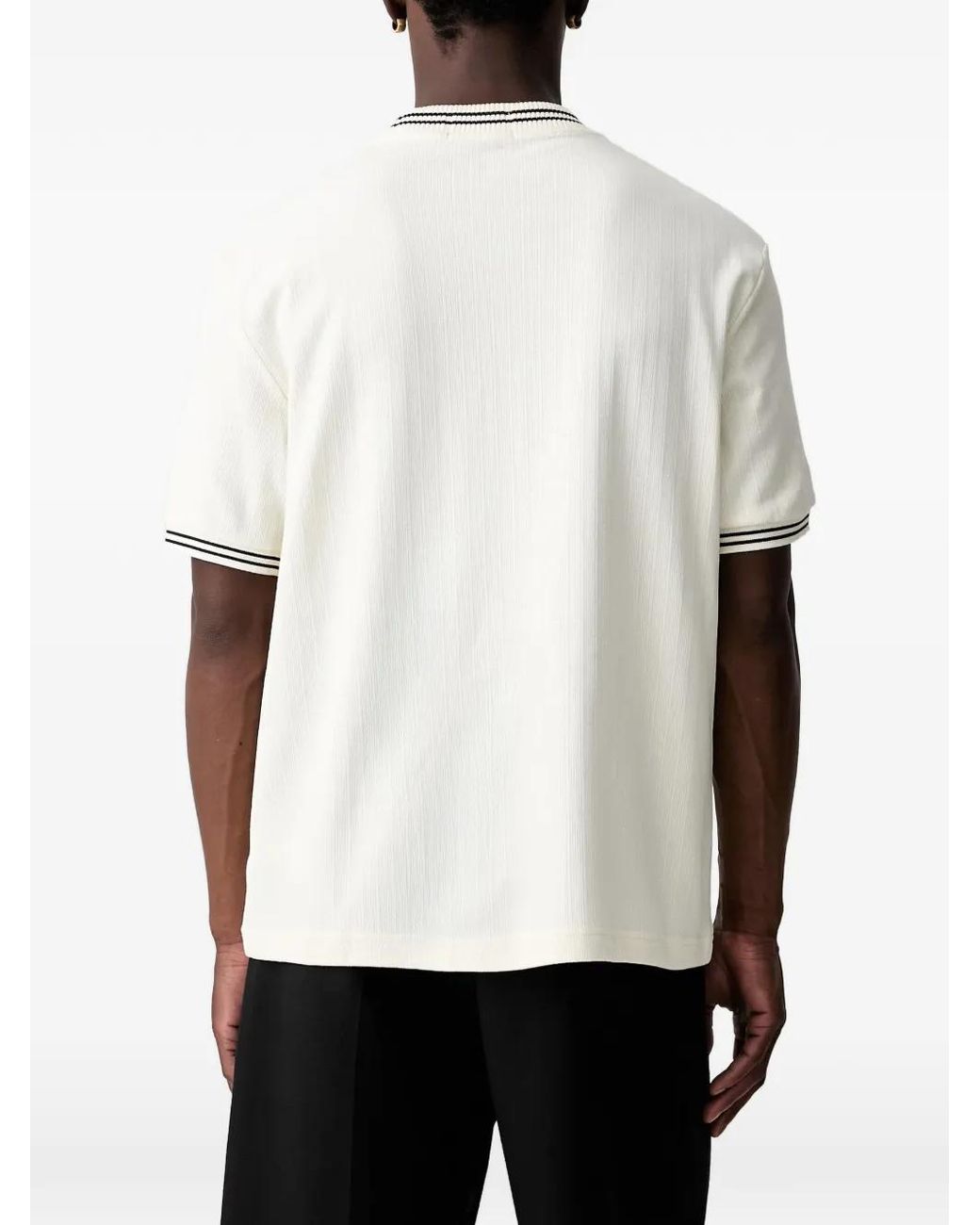 Fred Perry White Ribbed T-Shirt for men