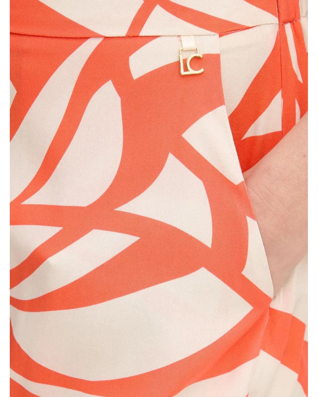 Lola Casademunt Red Leaf-Print Straight-Leg Trousers