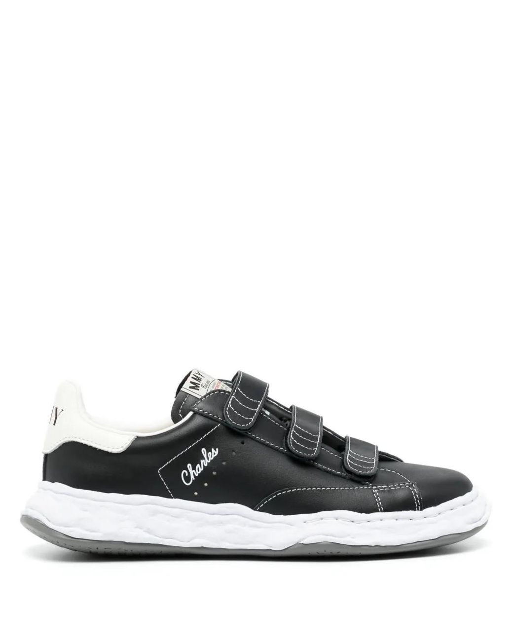 Maison Mihara Yasuhiro White Charles Og Sole Leather Low-Top Touch-Strap Sneakers