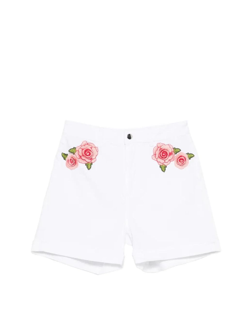 Blugirl Blumarine White Floral-Patch Shorts
