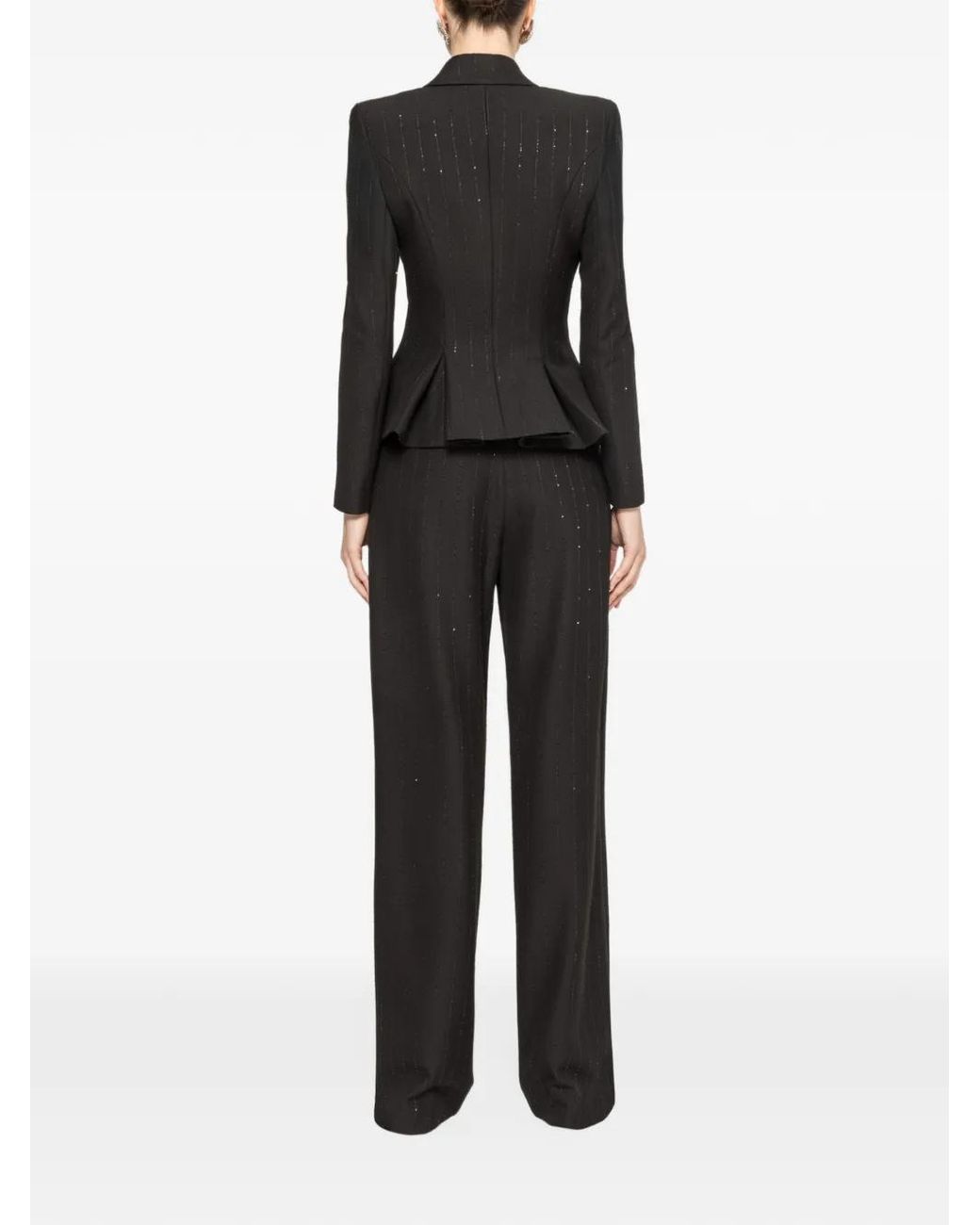 Nissa Blue Double-Breasted Pinstripe Jacket