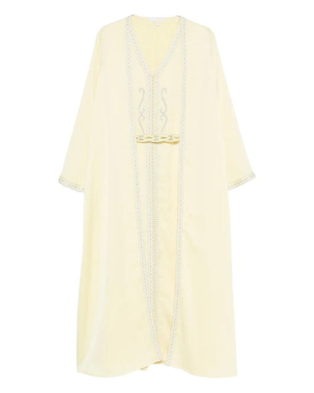 Reem Al Dhaheri Natural Embroidered Kaftan Set