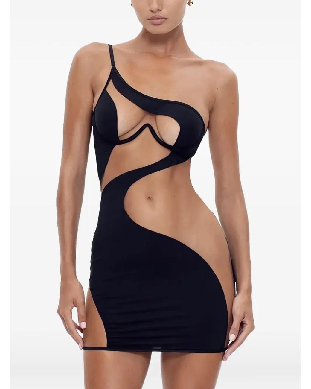 GOD SAVES QUEENS Blue Carmen Cut-Out Asymmetric Mini Dress