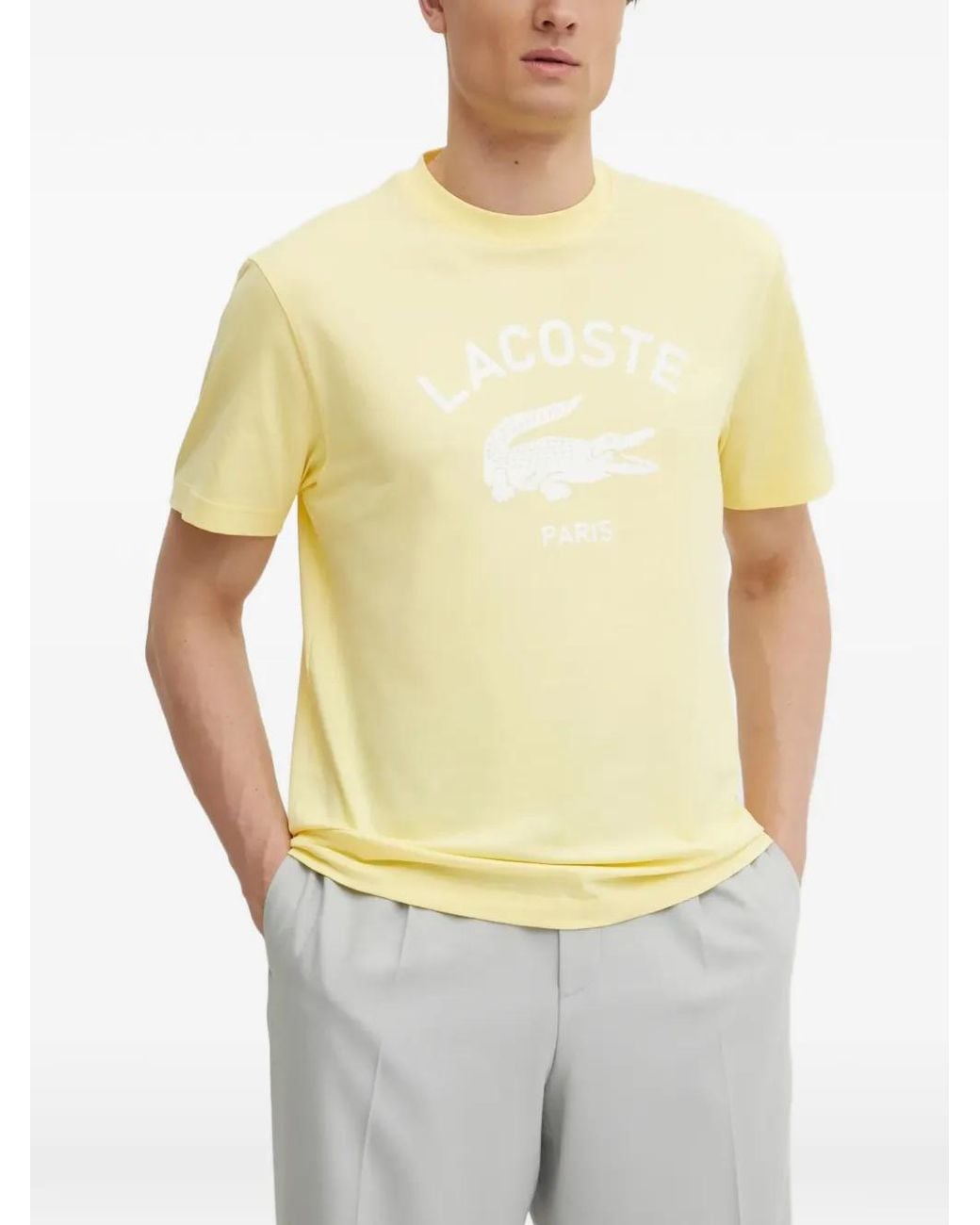Lacoste Yellow Logo-Print Cotton T-Shirt
