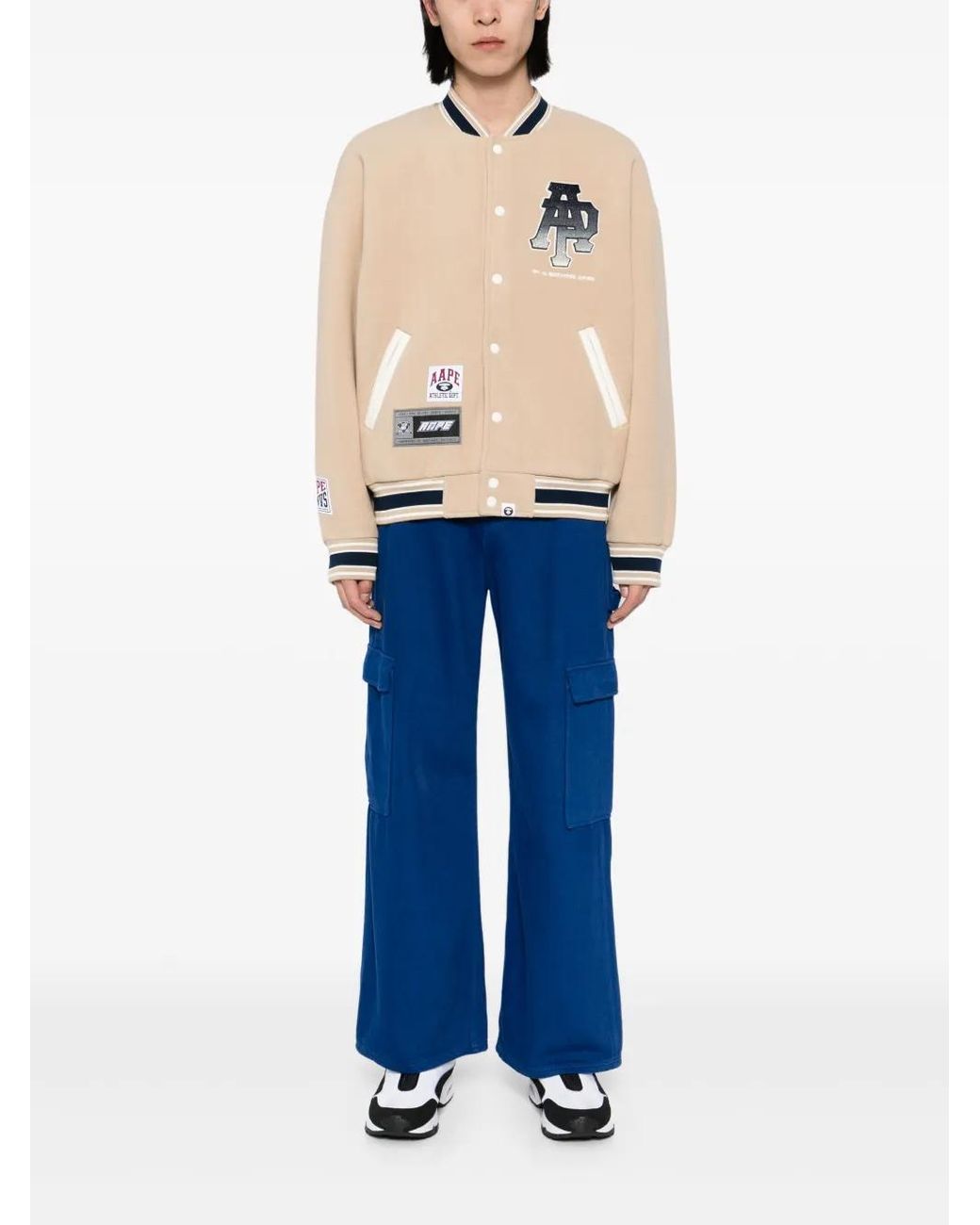 Aape By A Bathing Ape Natural Logo Varsity Jacket for men