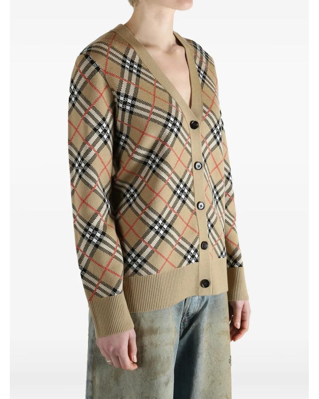 Burberry Natural Check Cotton Wool Cardigan