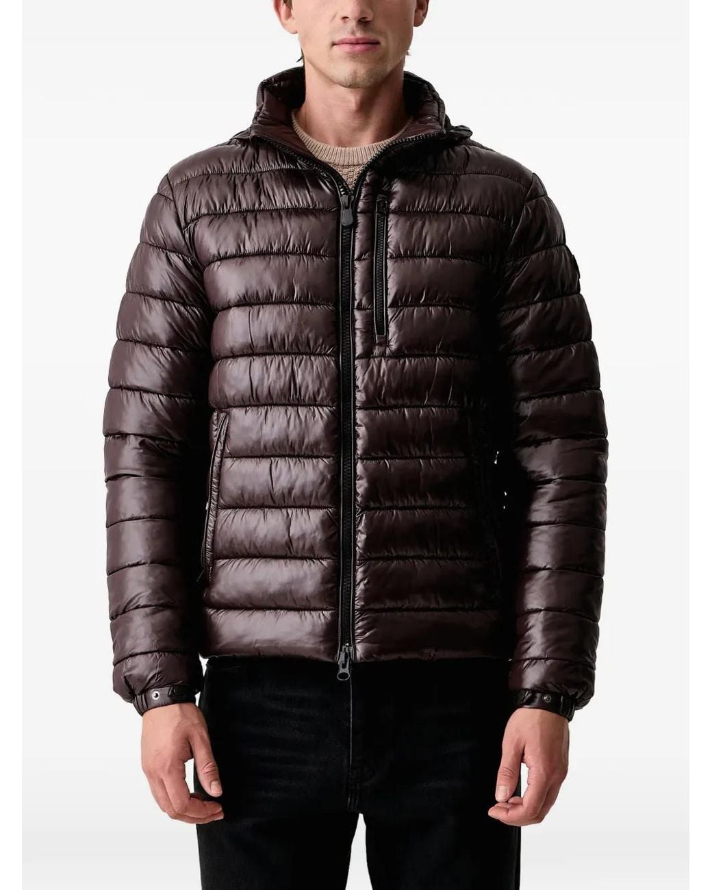 Save The Duck Black Logo-Patch Padded Jacket for men