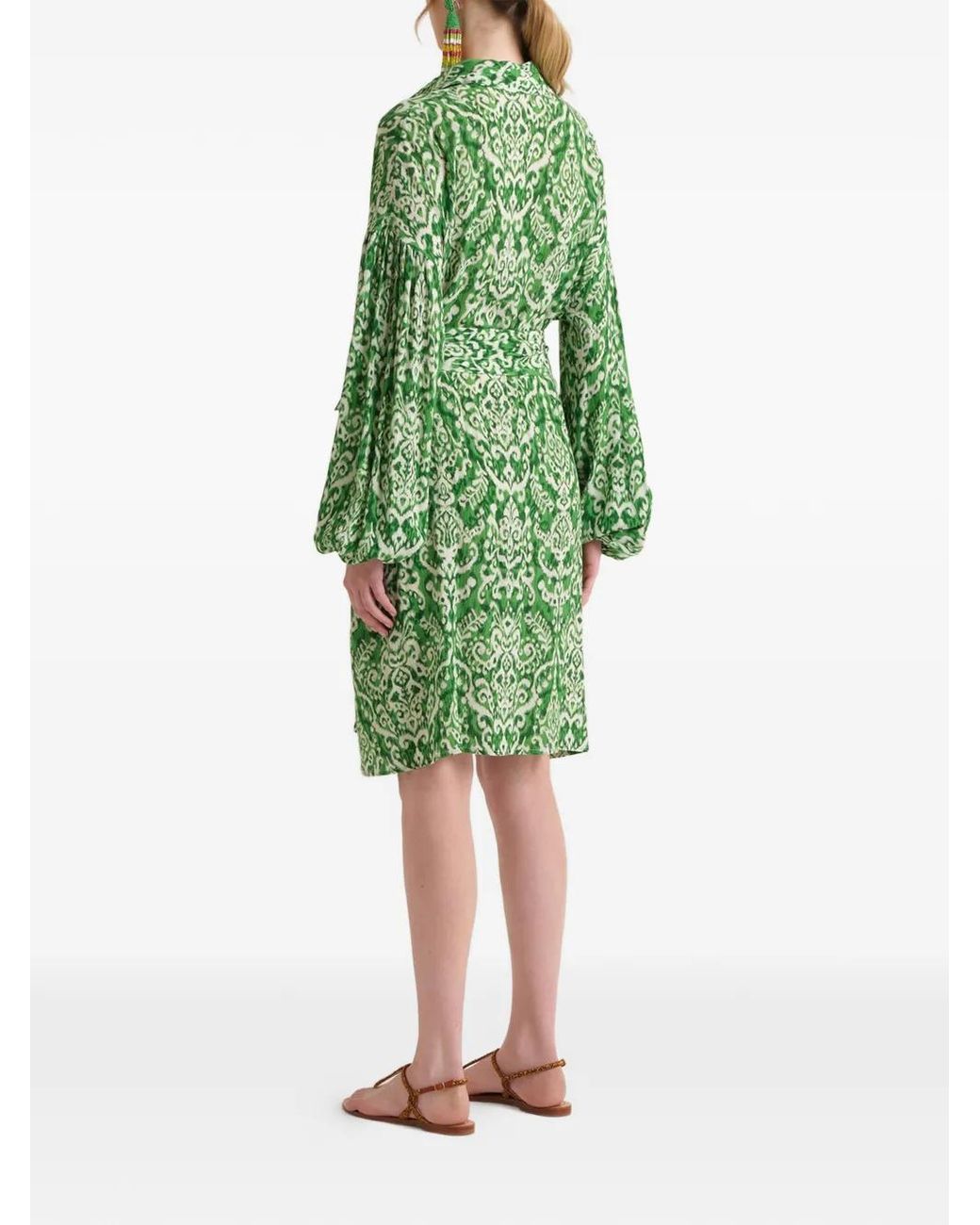 Maliparmi Green Ikat Sash Dress