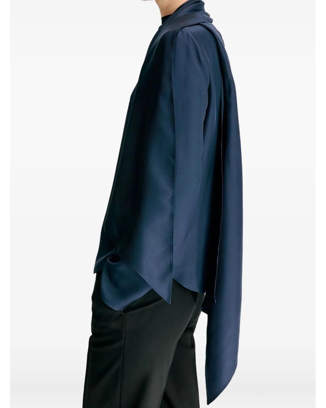 Loulou de Saison Blue Gala Silk-Twill Blouse