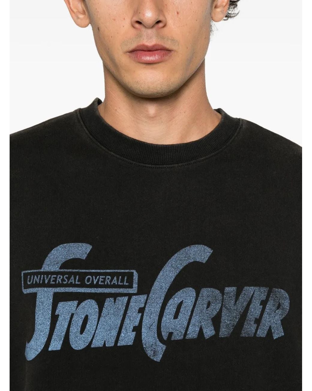 Universal Overall Black Stone Carver Logo-Print Sweatshirt for men