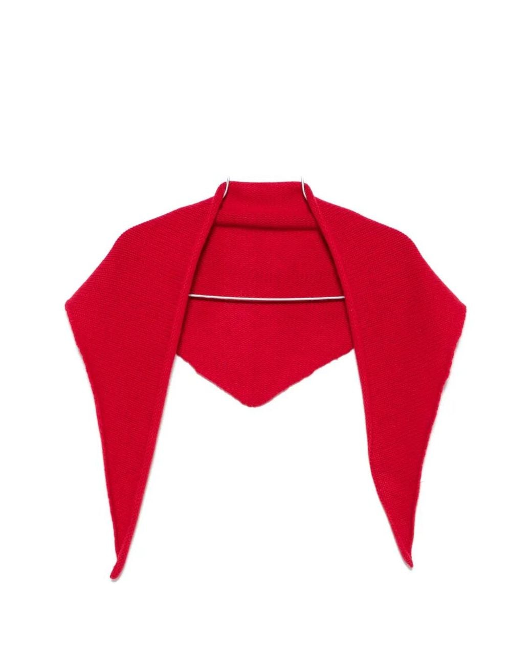 Lisa Yang Red Mairi Fine-Knit Triangular Scarf