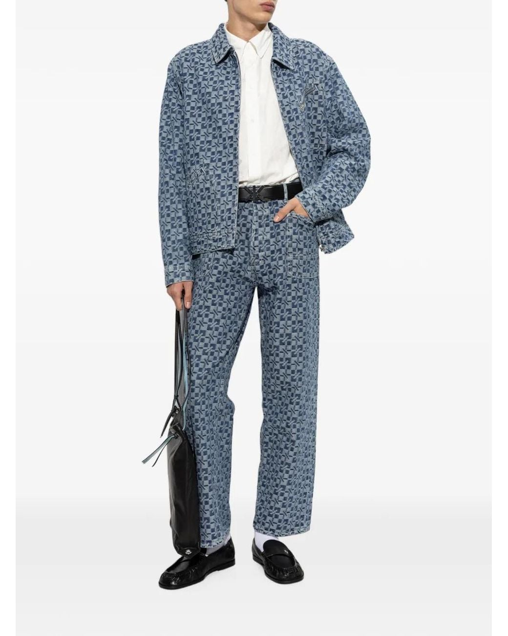 KENZO Blue Monogram-Print Jacket for men