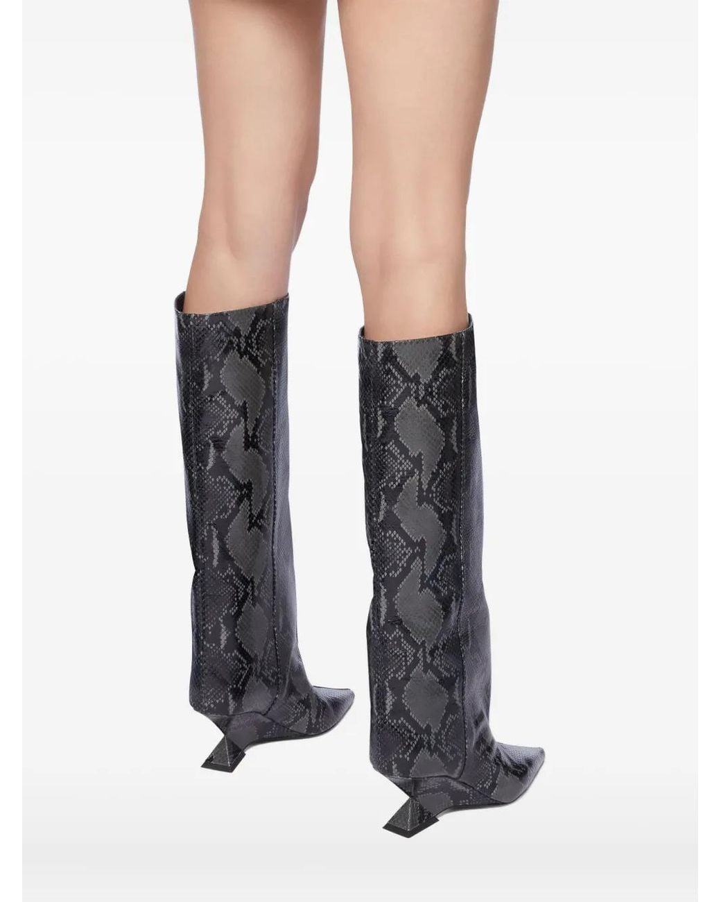 The Attico Black 65Mm Snakeskin-Print Boots