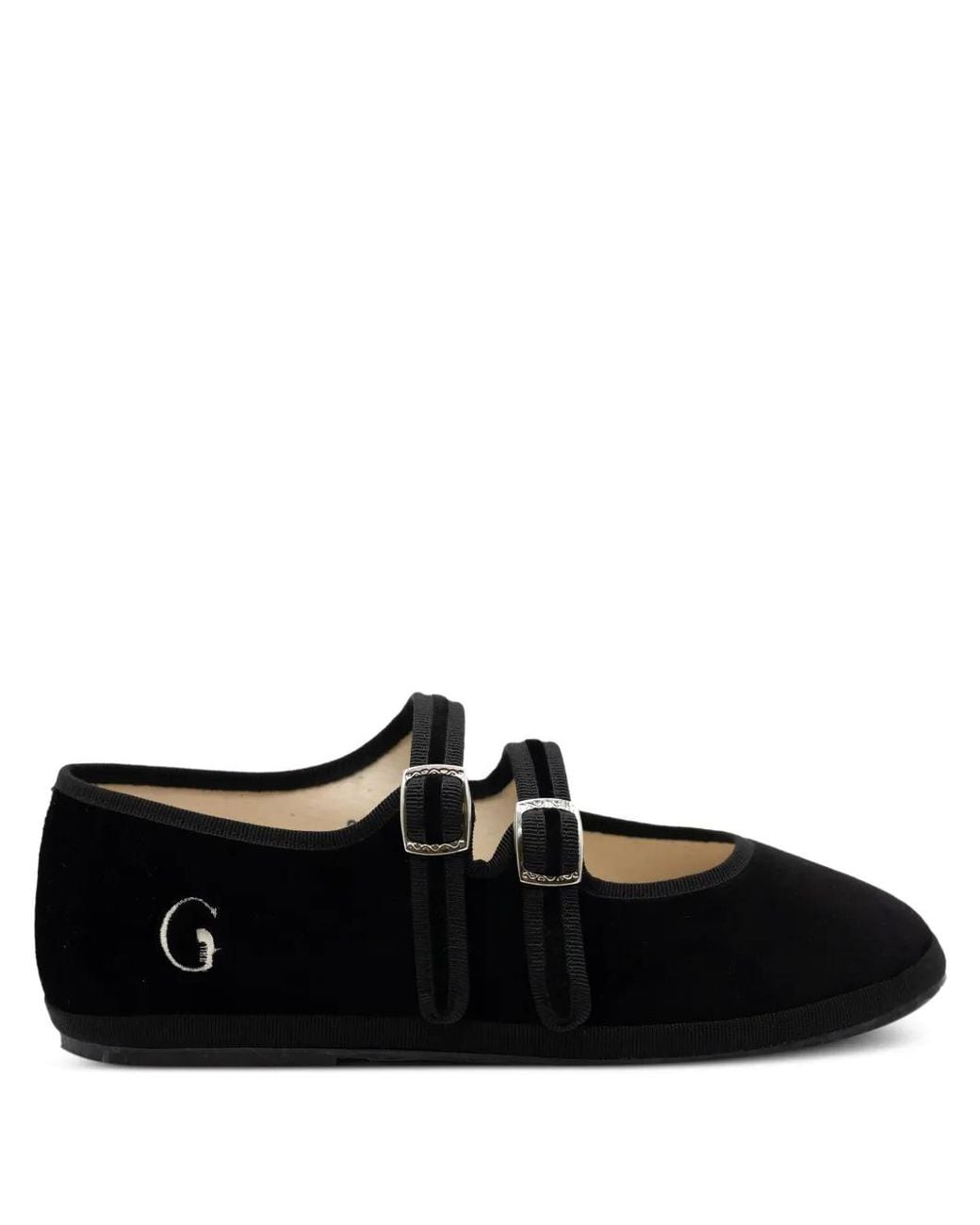 Gondolina Black Gondola Mary Jane Double-Lace Ballet Flats