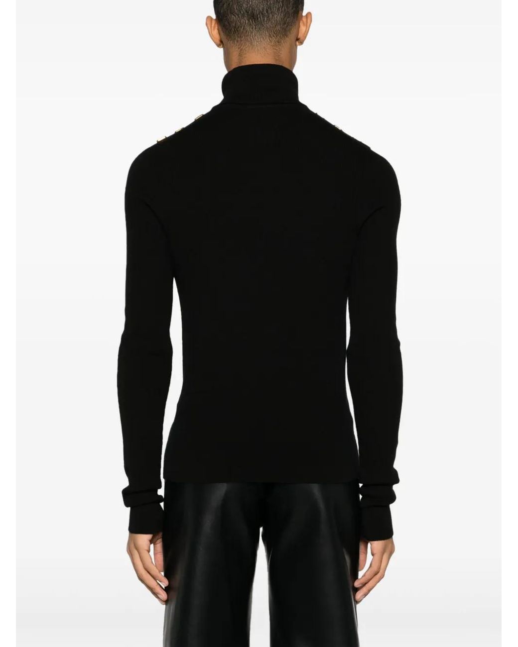 Balmain Black Sweater With Button Detail for men